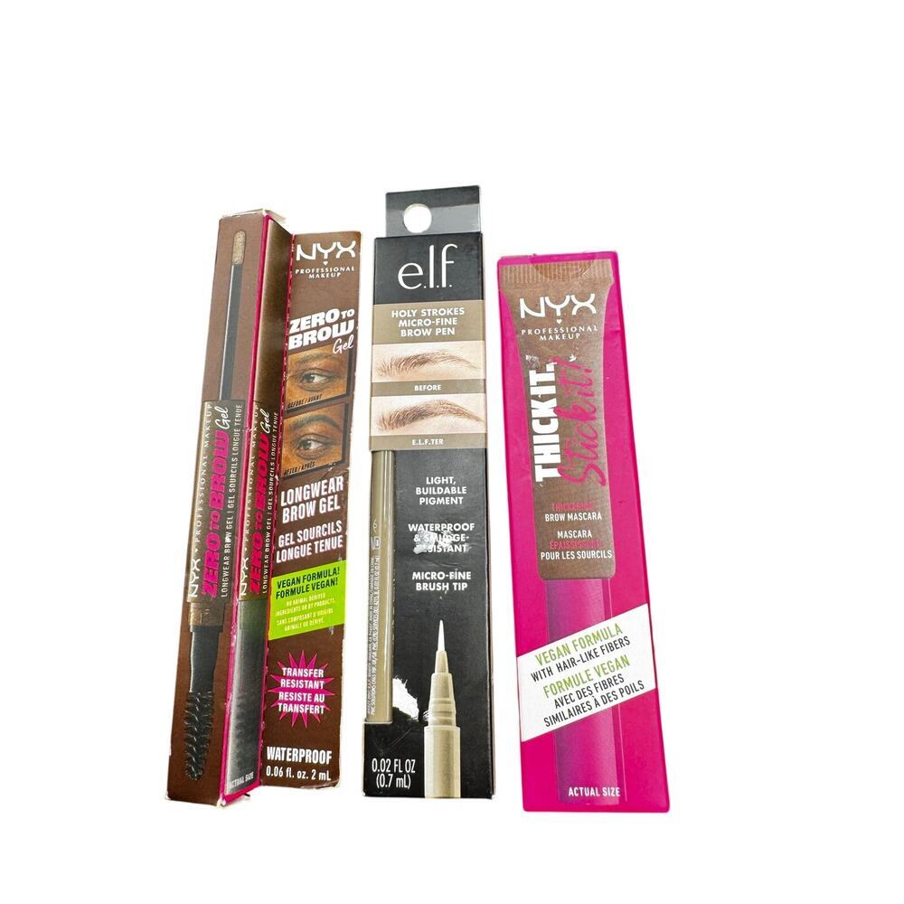 NWT Eyebrow Lot- NYX Zero to Brow Gel, e.l.f. Brow pen, & NYX Brow Mascara